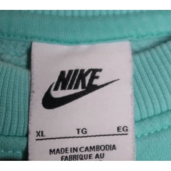 Nike Women's Crewneck Sweatshirt XL Teal Embroidered Swoosh Pullover Lounge - Picture 3 of 11